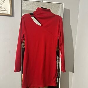 SHEIN Red Long Sleeve Dress